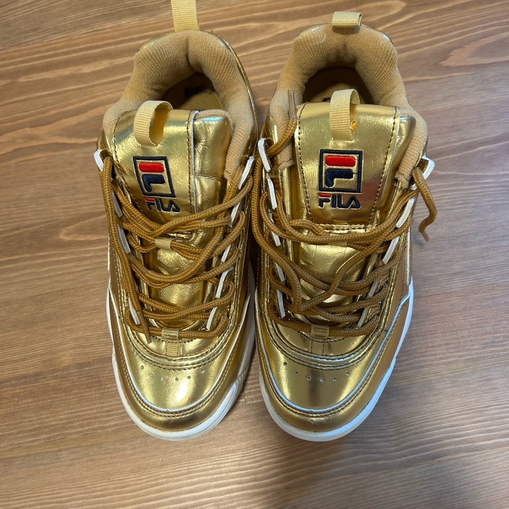 Fila Gold and White Sneakers